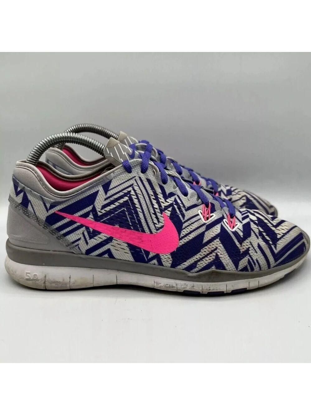 Nike Free 5.0 TR Fit 5 Print Women’s 8.5 Wolf Gray Purple Running 704695-005